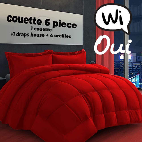 Couette Coton 6 Pièces - كوات لشخصين ( Rouge )