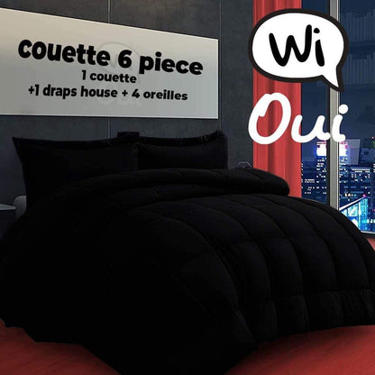 Couette Coton 6 Pièces - كوات لشخصين ( Noir )
