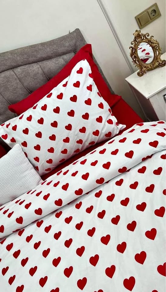 Couette Coton 6 Pièces - كوات لشخصين ( Cœur Rouge )