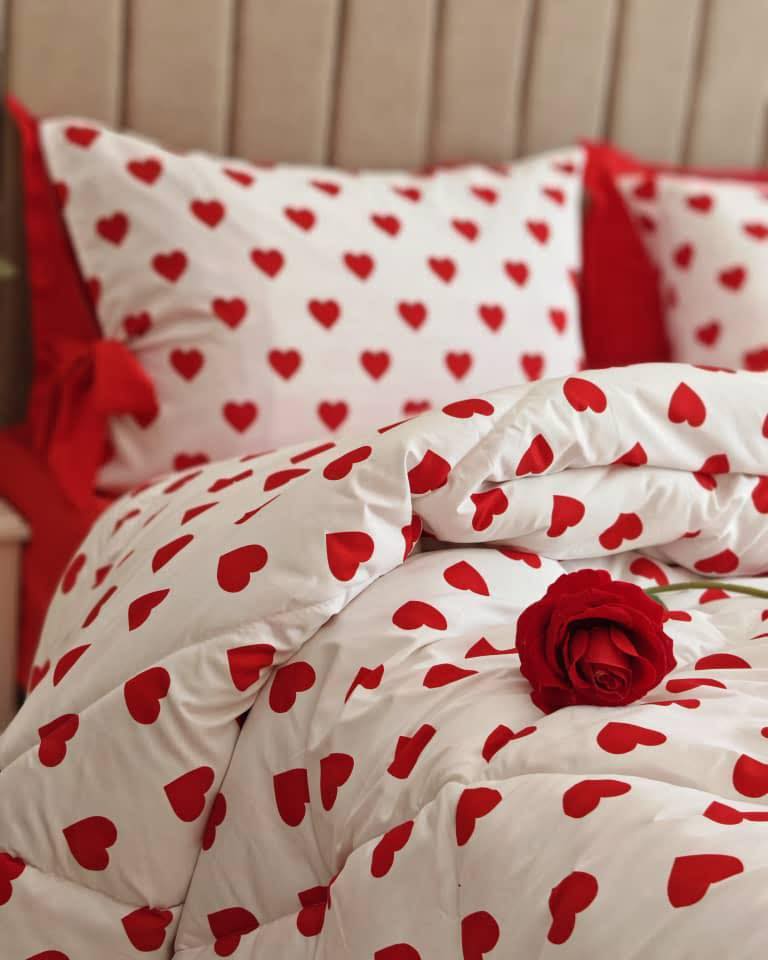 Couette Coton 6 Pièces - كوات لشخصين ( Cœur Rouge )