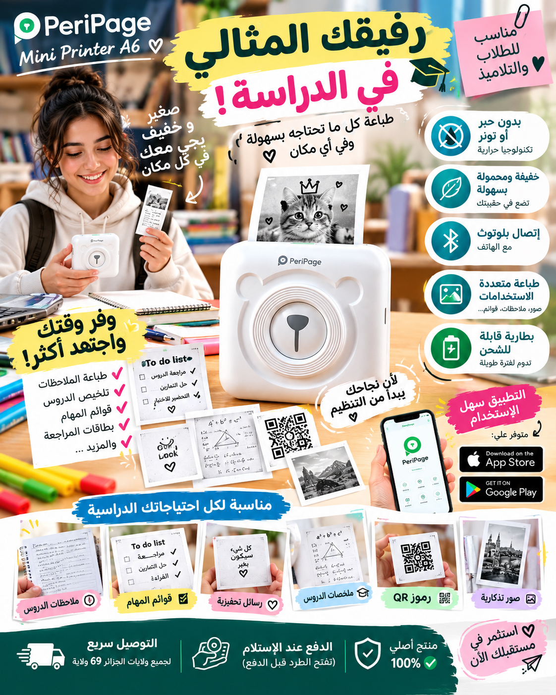 PERIPAGE - طابعة الصور والملصقات بدون حبر