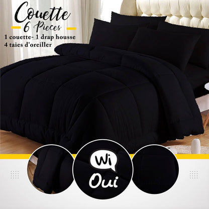 Couette Coton 6 Pièces - كوات لشخصين ( Noir )