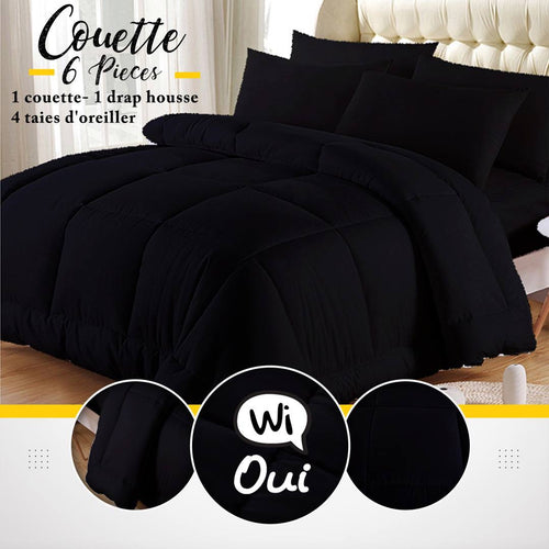 Couette Coton 6 Pièces - كوات لشخصين ( Noir )