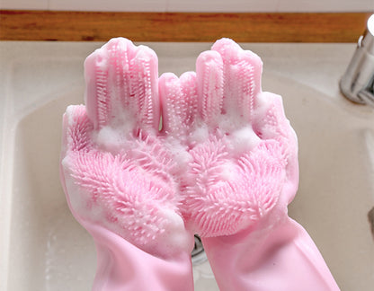 قفازات السيليكون لتنظيف الأواني والمطبخ متعددة الاستعمال Gants Magique en Silicone Brosse De Nettoyage multifuction