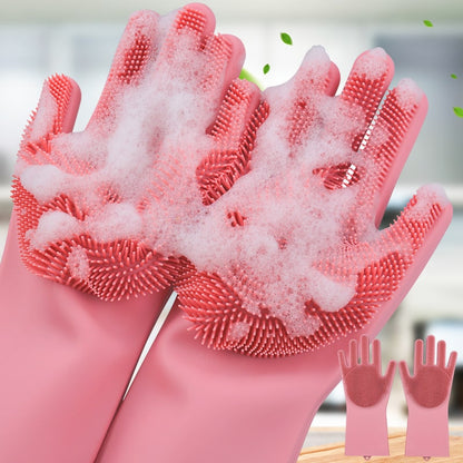 قفازات السيليكون لتنظيف الأواني والمطبخ متعددة الاستعمال Gants Magique en Silicone Brosse De Nettoyage multifuction